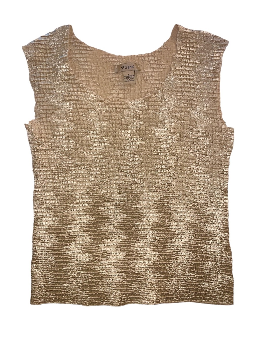 Gold Metallic Textured Sleeveless Top